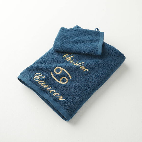 Serviettes de bain brodées Cancer personnalisable - 420g/m2 (bleu paon) Serviettes de bain brodées Cancer personnalisable - 420g/m2 (bleu paon)